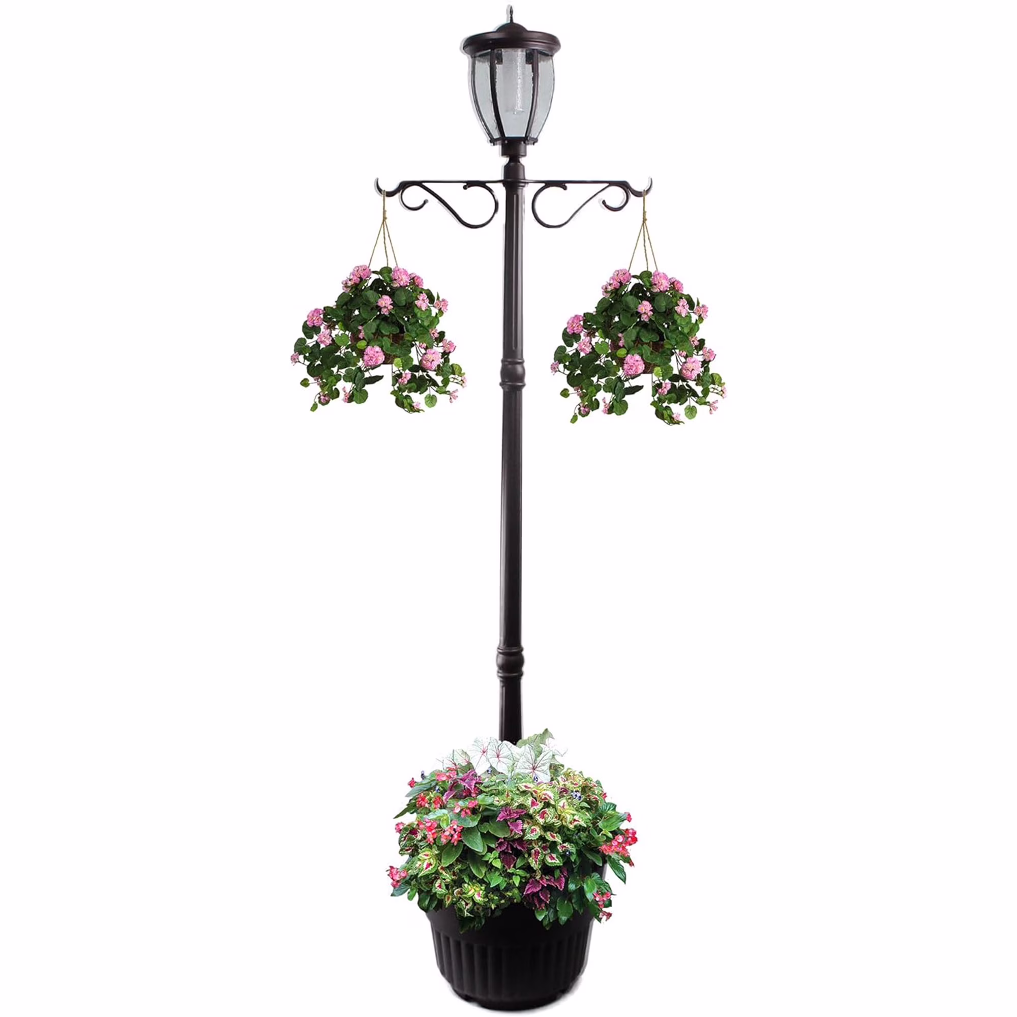 Kenwick 7 Foot Single Head Solar Lamp Post Planter, Bronze(28" x 19" x 12")