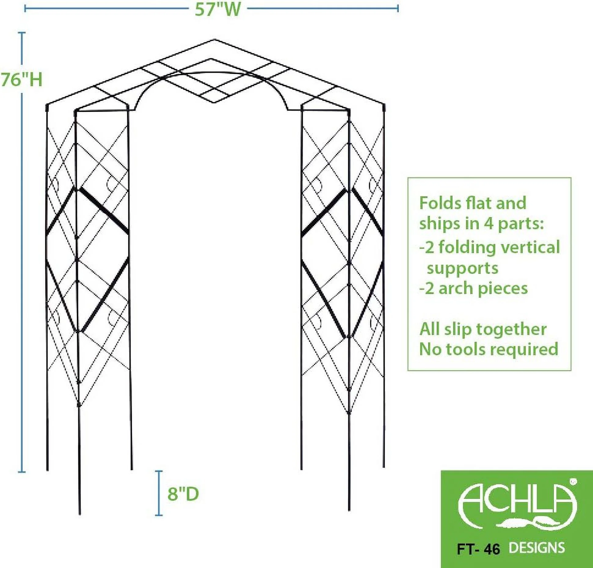 Achla Designs FT-46 Athena Wrought Iron Graphite Garden Trellis