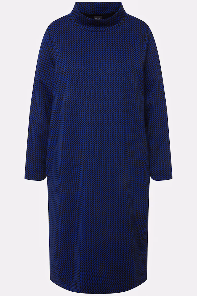 Textured Long Sleeve Turtleneck Sweatshirt Midi Dress