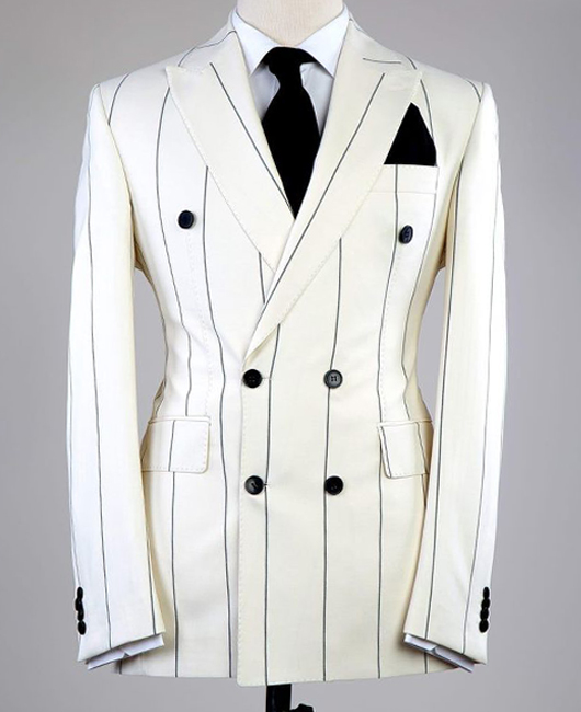 OK Elegant Blazer à rayures verticales croisées et col à revers, coupe ajustée
