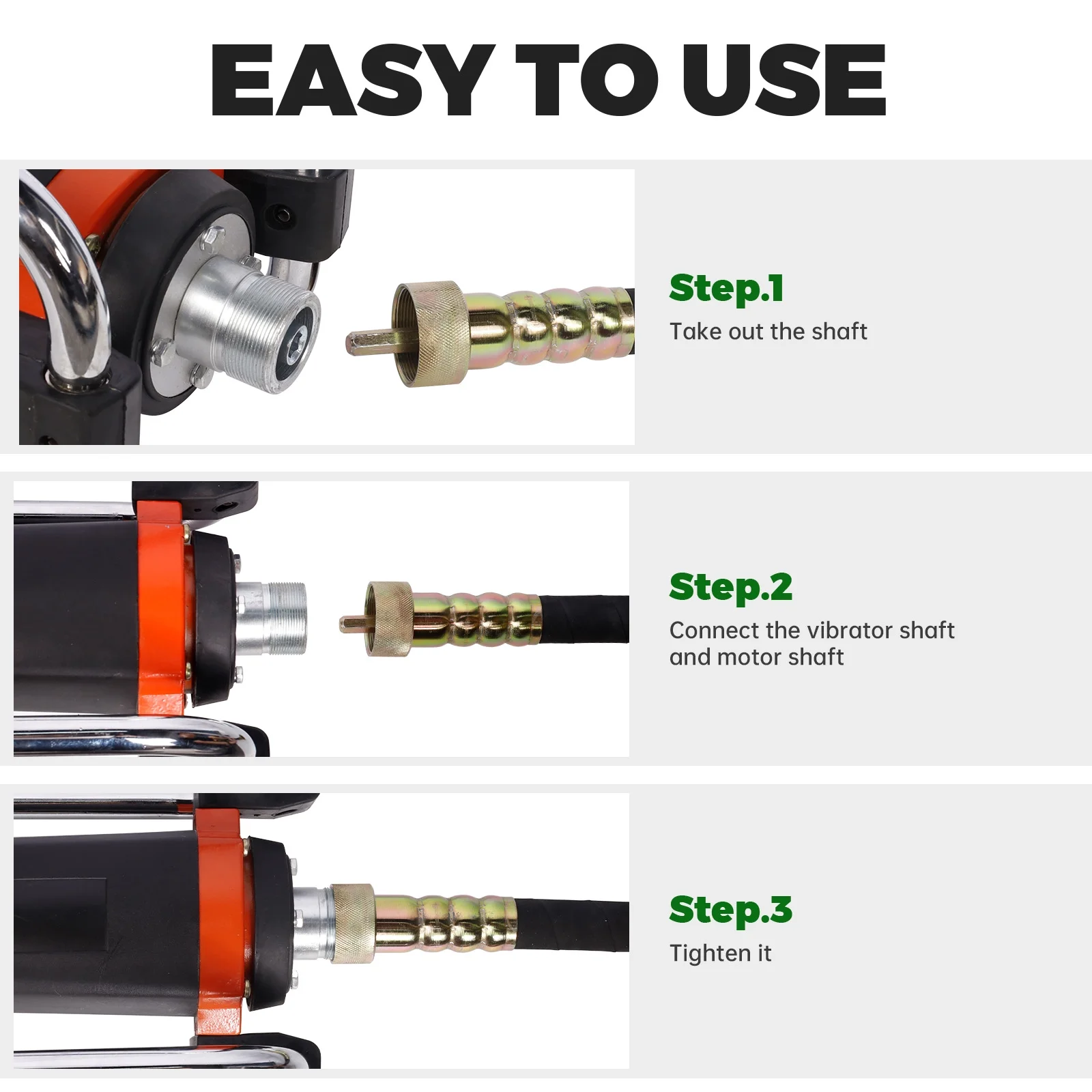16,000 VPM Concrete Vibrating Tool, Concrete Vibrating Tool Equipped With 14.75FT Steel Vibrating Rod And Stainless Steel Roll Cage, Suitable For Removing Bubbles From Construction Cement - Image 7