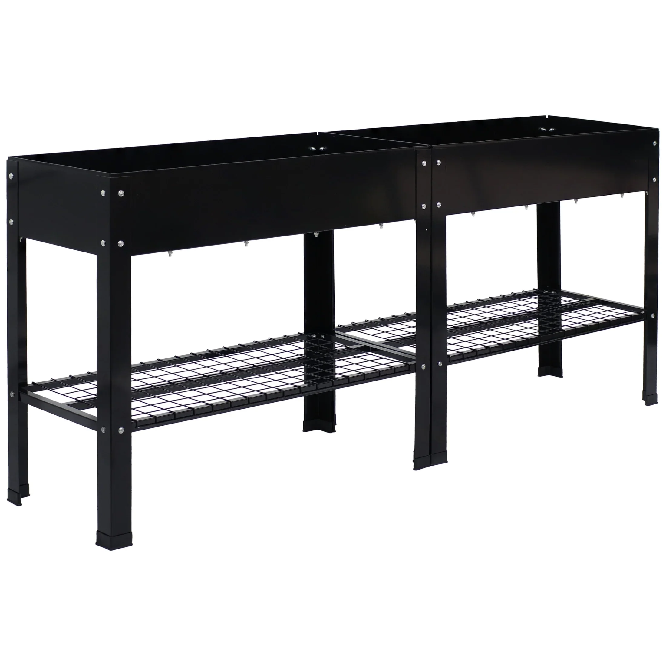 Sunnydaze 35.75 x 16 x 31.75 Black Galvanized Steel Raised Garden Bed, Set of 2