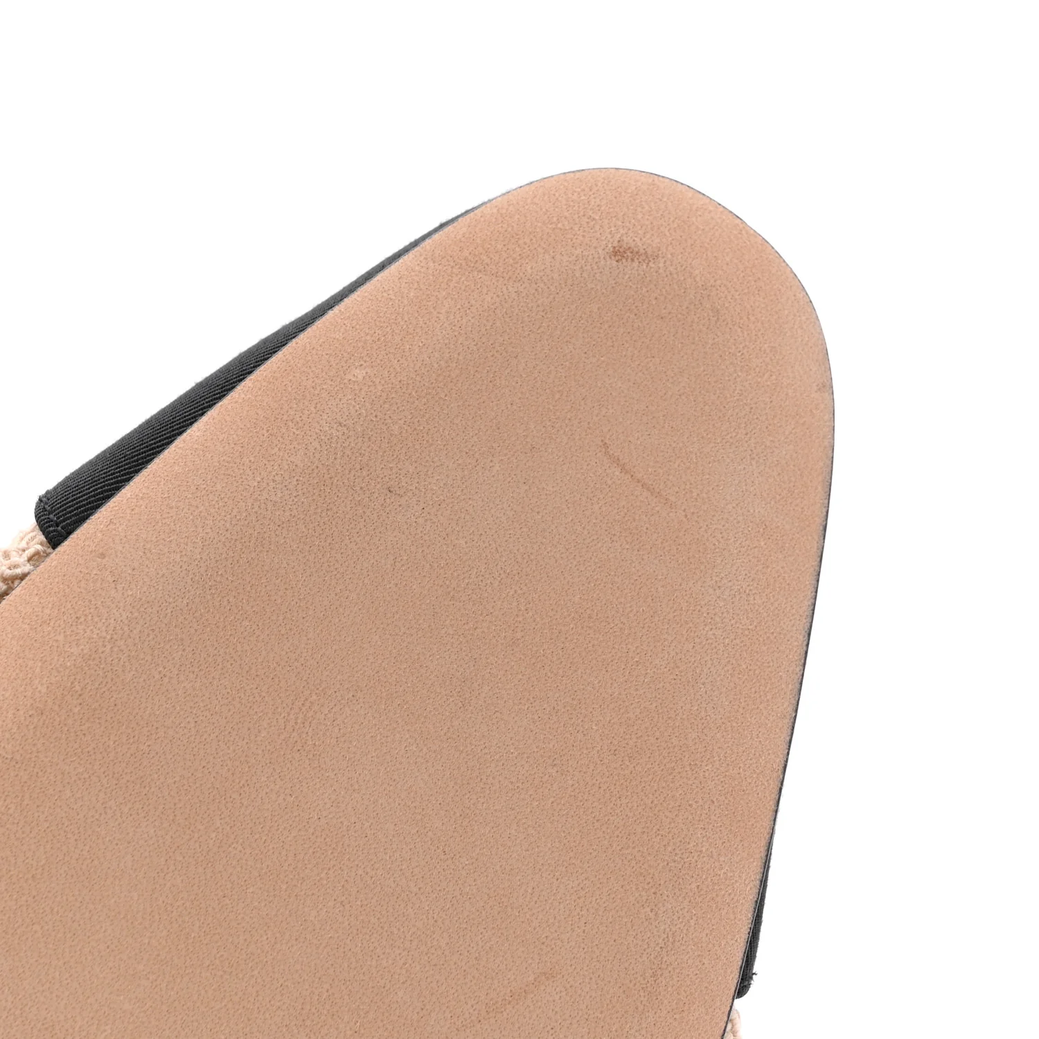 Embroidery Grosgrain Cap Toe CC Slingback Flats 38.5 Beige Black