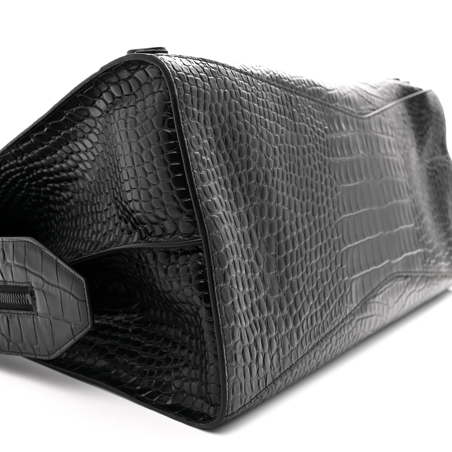 Semi Matte Calfskin Crocodile Embossed Neo Classic Black Hardware Large City Black
