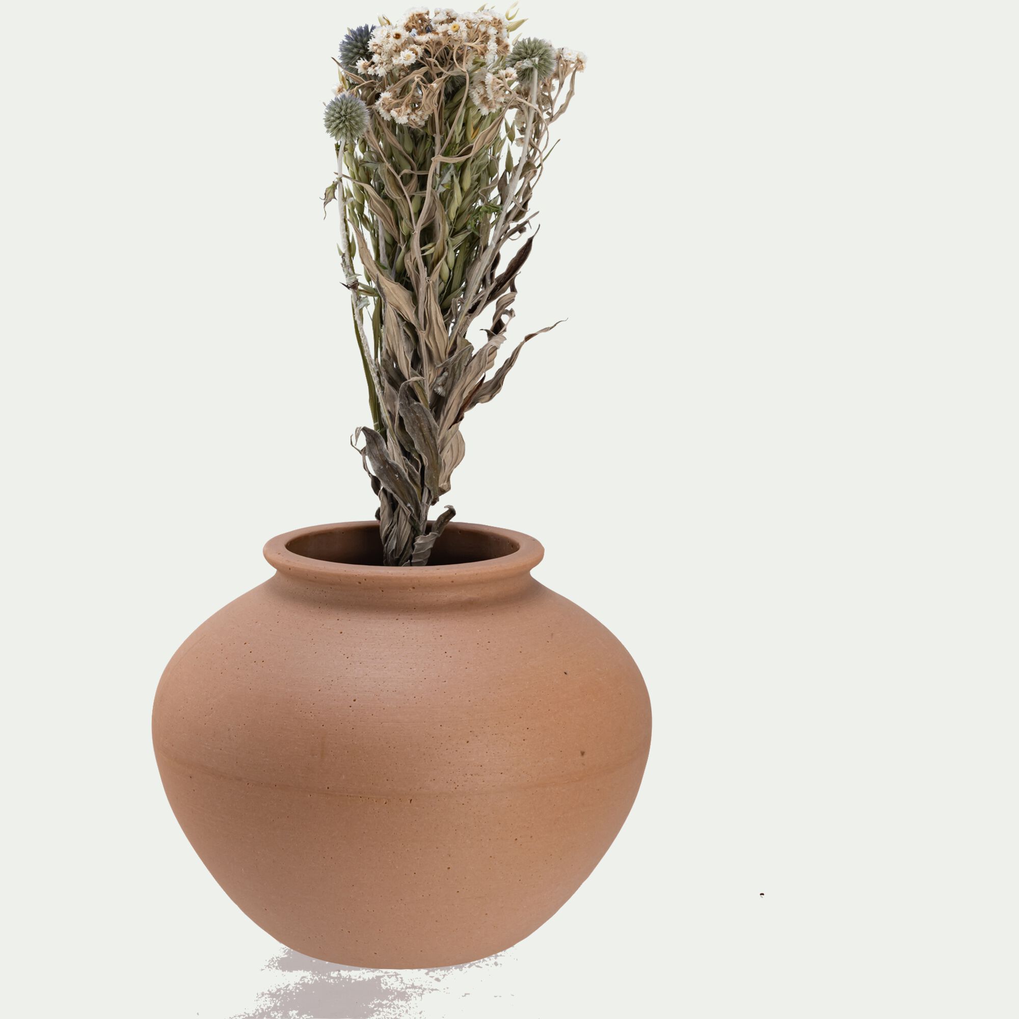 LODEVE - Vase boule en polystone H21,5cm - beige