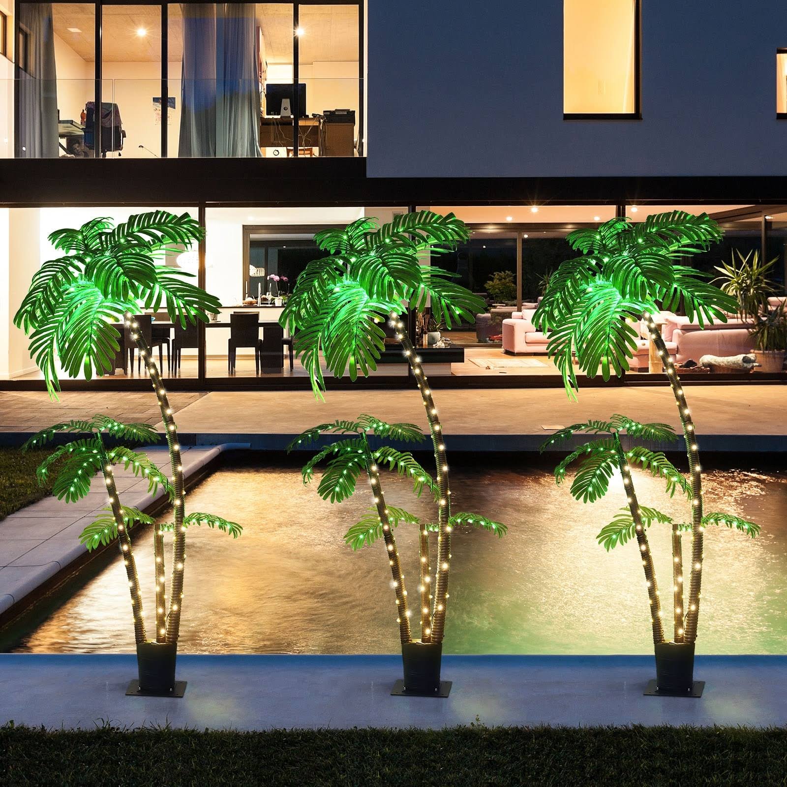 6 ft Tropical LED Rope Light Palm Tree Decor - Green