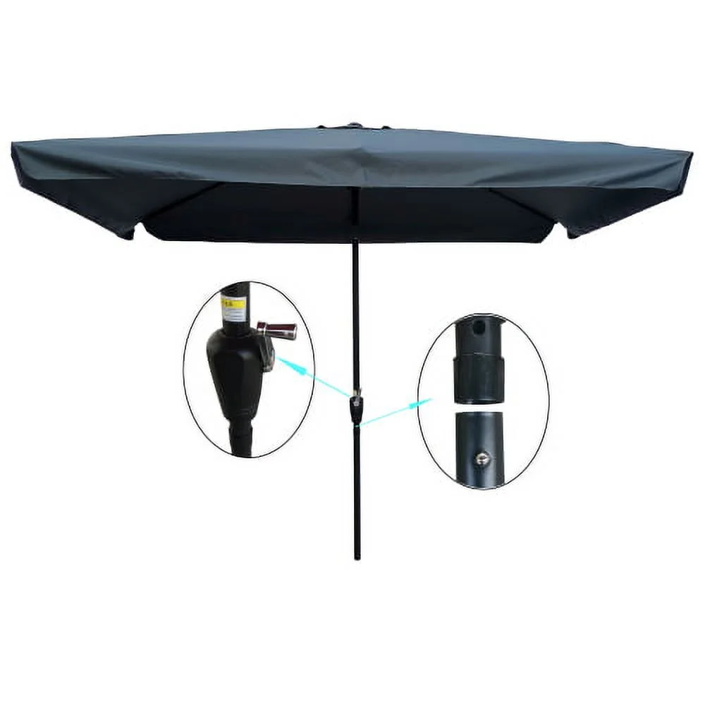 10 x 6.5ft Rectangular Patio Umbrella,Market Table Umbrella with Crank and Push Button Tilt,Waterproof Umbrella with 6 Steel Ribs,Outdoor Canopy for Garden Deck Backyard Poolside