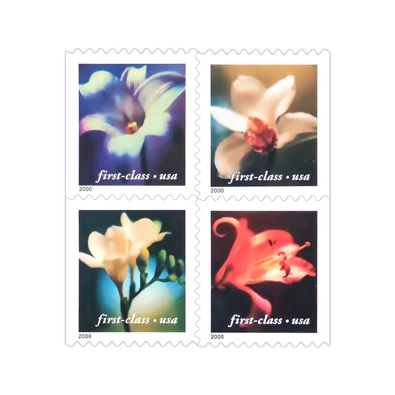 NOT Forever Stamp-First Class Stamps 2000 Four Flowers – Nature Series. Fixed Rate Postage