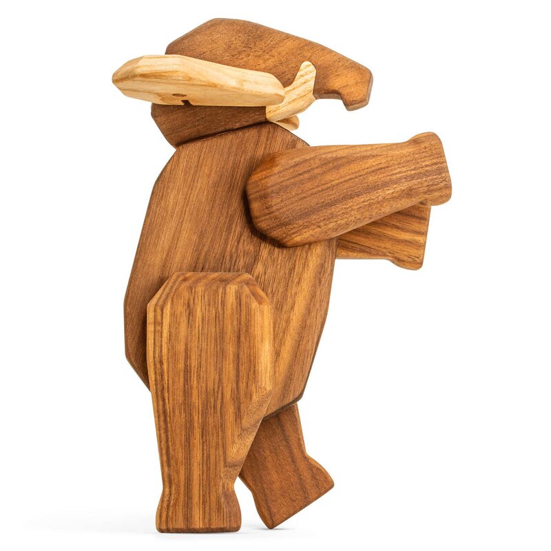 Far elefant trefigur 16 cm valnøtt/ask