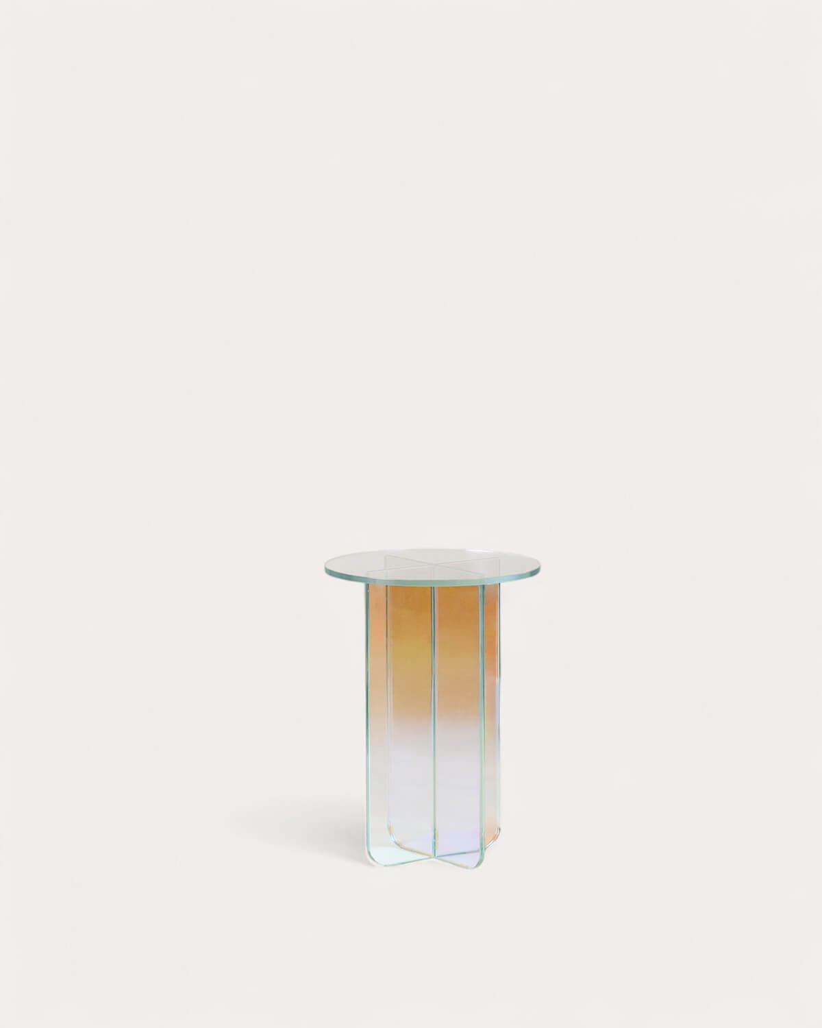 Iris - Mesa Auxiliar Alta Redonda Iridiscente de Cristal Templado (Ø40 cm) Iris