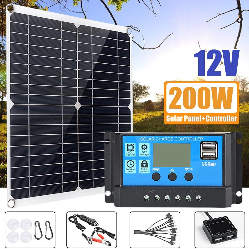 6000W Complete Solar Panel Kit Solar Power Generator 100A Home 110V Grid System Image 2