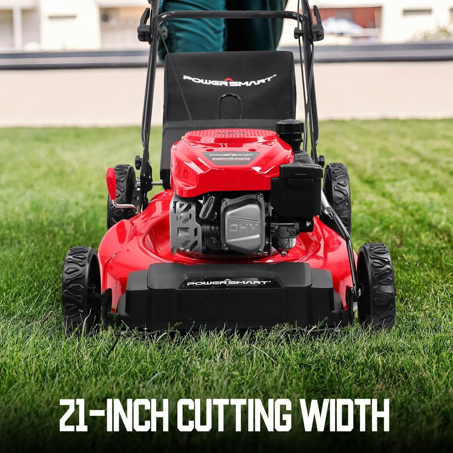 21" 144cc Gas Push Lawn Mower, with 6-Position Height Adjustment, 3-in-1 Cutting - Image 4