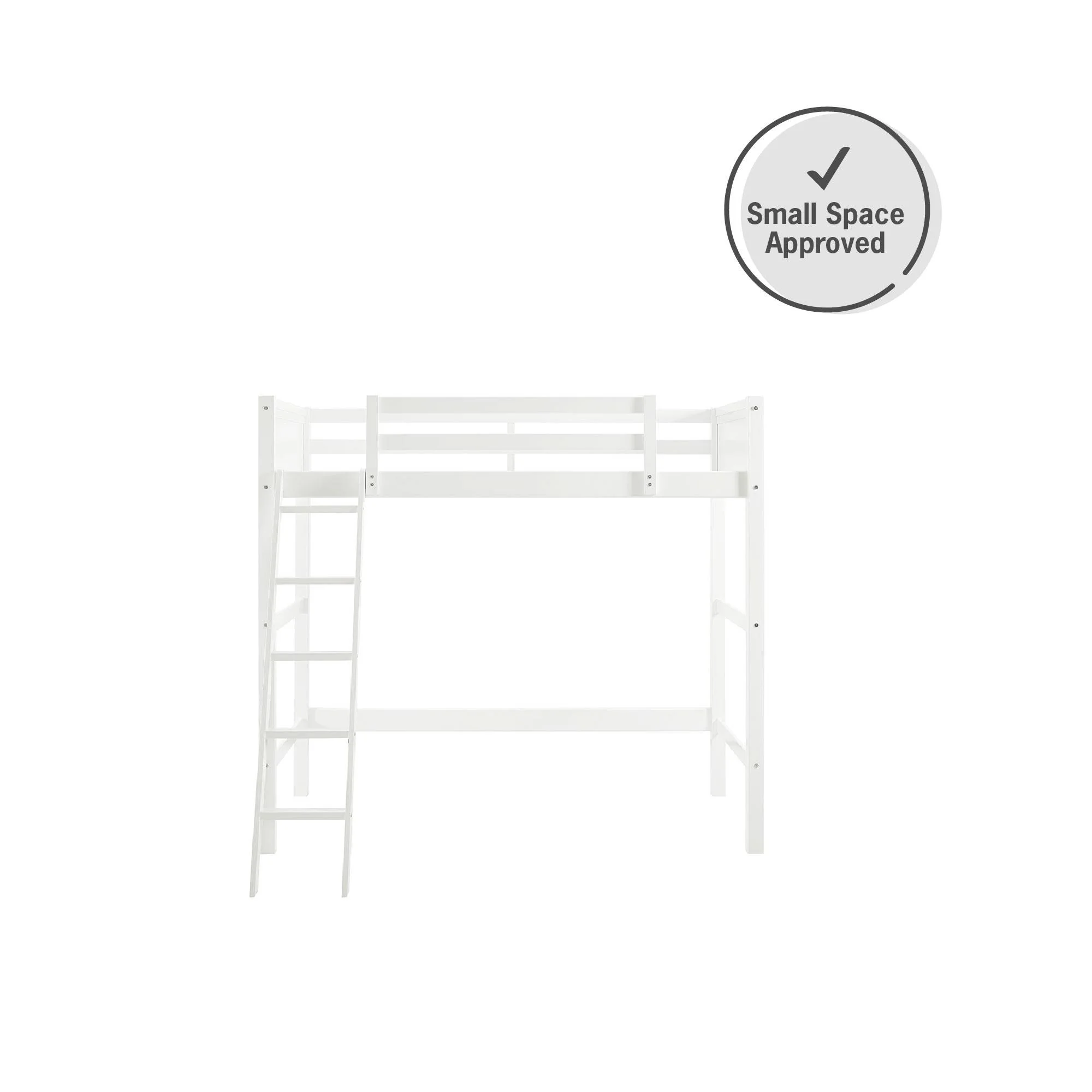 Your Zone Kiarah Twin Loft Bed with Ladder, White