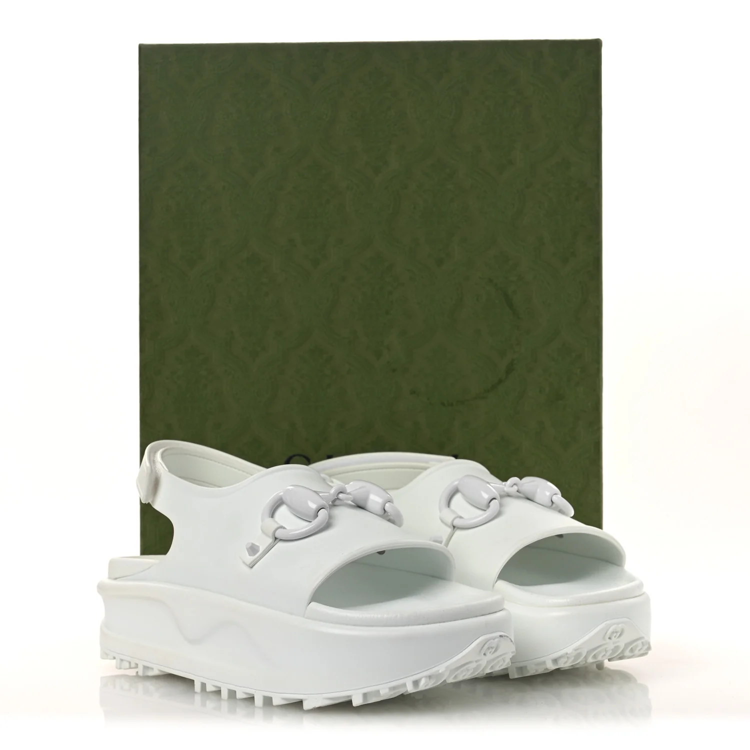Soft Rubber Horsebit Touch Womens Strapped Sandals 38 Great White