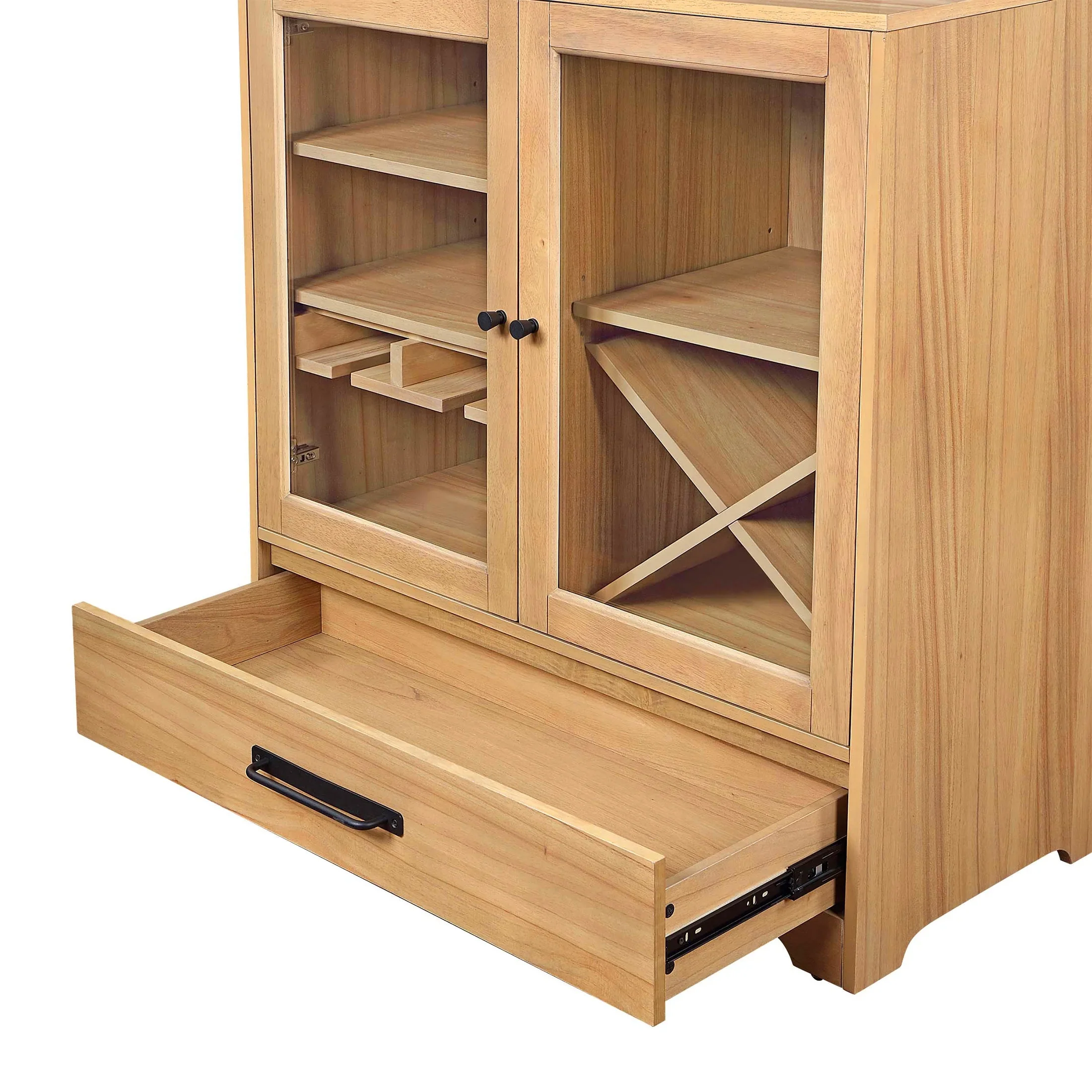Better Homes & Gardens Aster Bar Cabinet with Drawer, Solid Wood Frame, Natural Oak Finish, by Dave & Jenny Marrs
