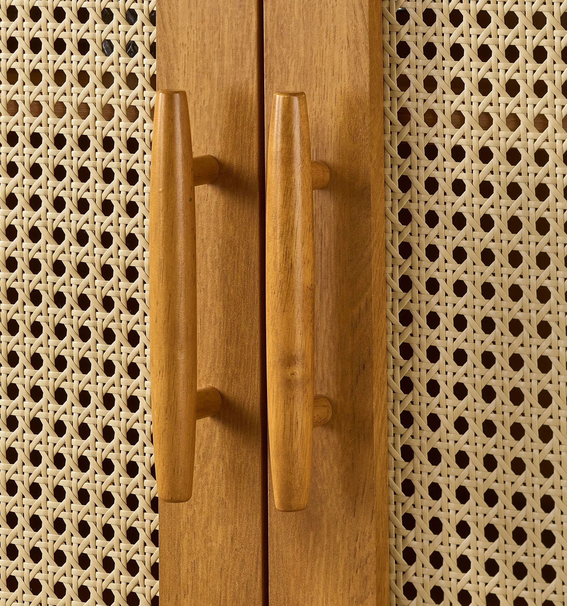 Better Homes & Gardens Springwood Caning Bar Cabinet, Light Honey Finish