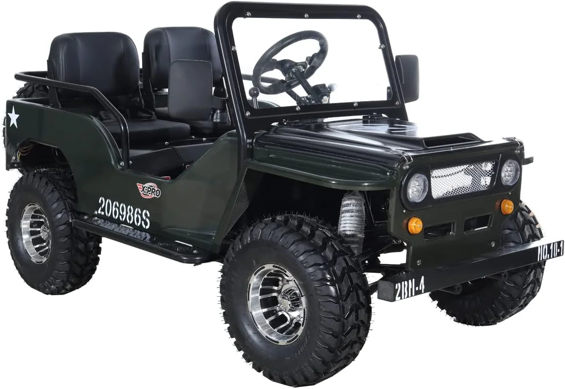 X-Pro 125cc Jeep Go Kart, 3-Speed Semi-Automatic Transmission w/Reverse, Big 18 Aluminum Rim Wheels