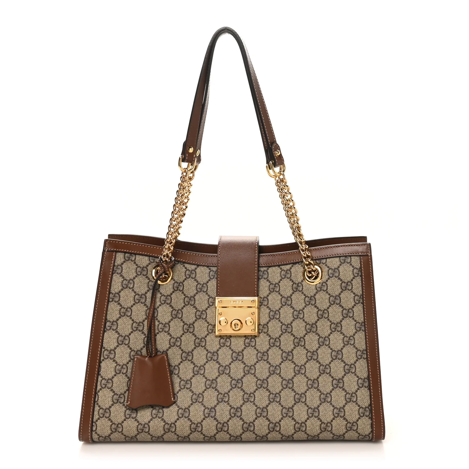 GG Supreme Monogram Medium Padlock Tote Beige Cuir