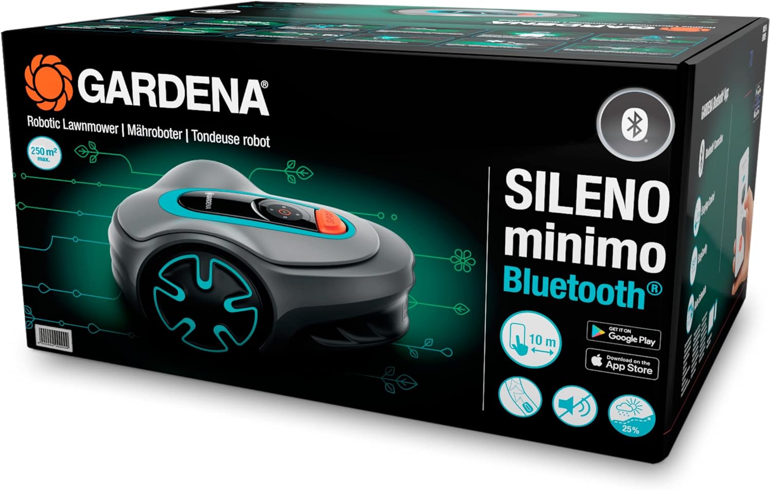 Gardena Robotmaaier SILENO minimo 500 m: intelligente grasmaaier met optimale connectiviteit, programmeerbaar met Gardena Bluetooth-app, DE-versie (15202-20)