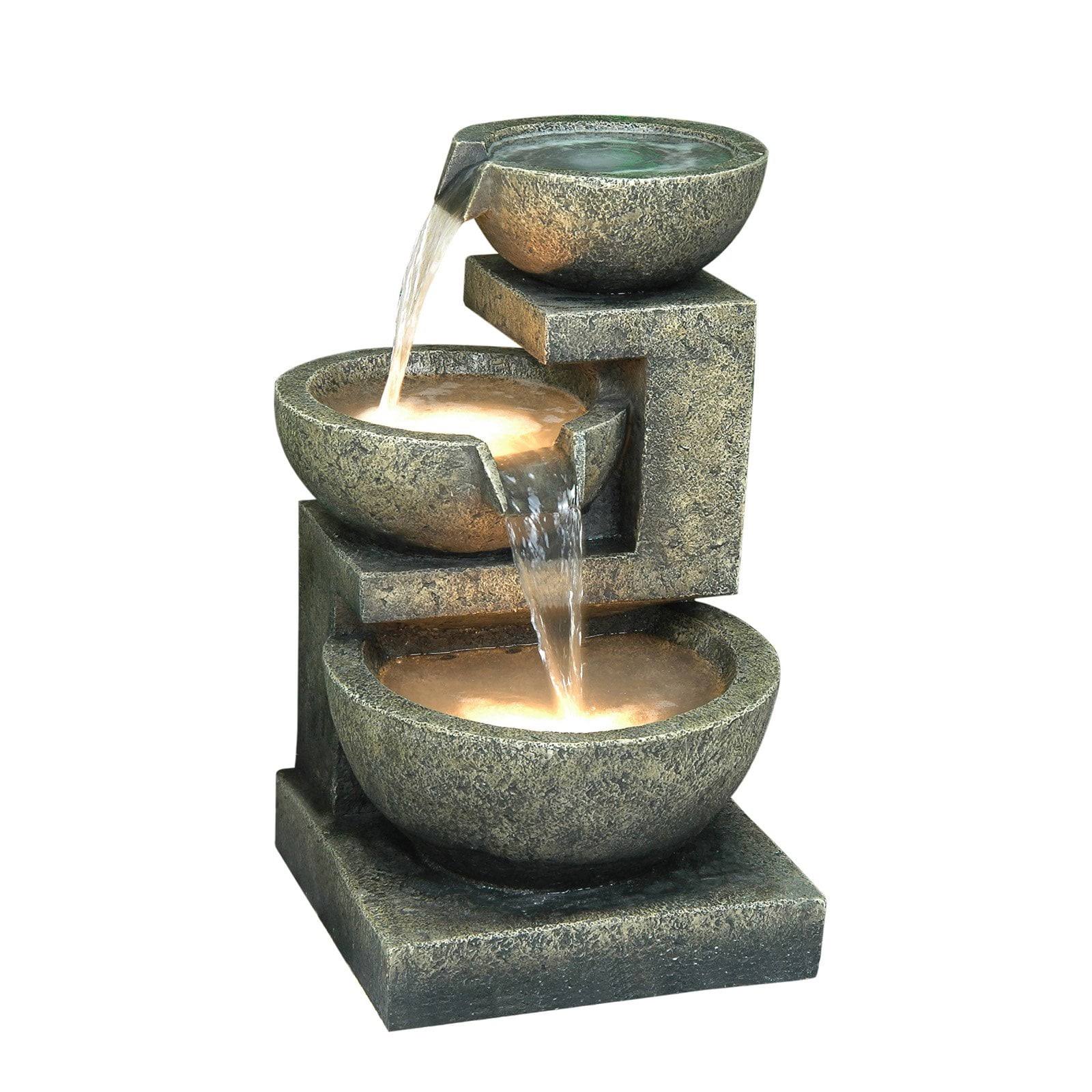 Hi-Line Gift 3-Bowl Fountain with 2 Lights