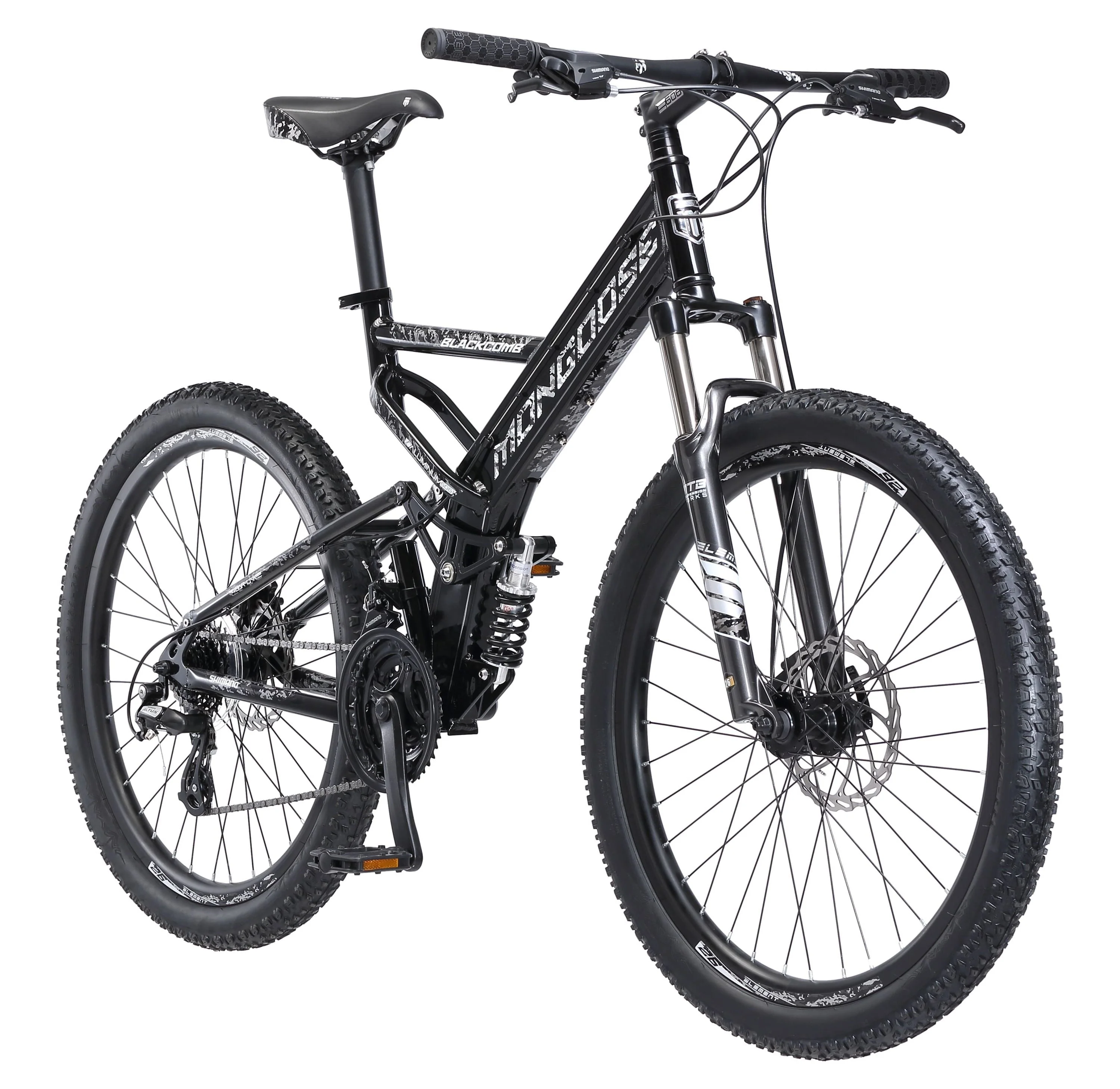 Mongoose Blackcomb Mountain Bike, 26 - Inch Wheels, 24 Speeds, Black, Men'S