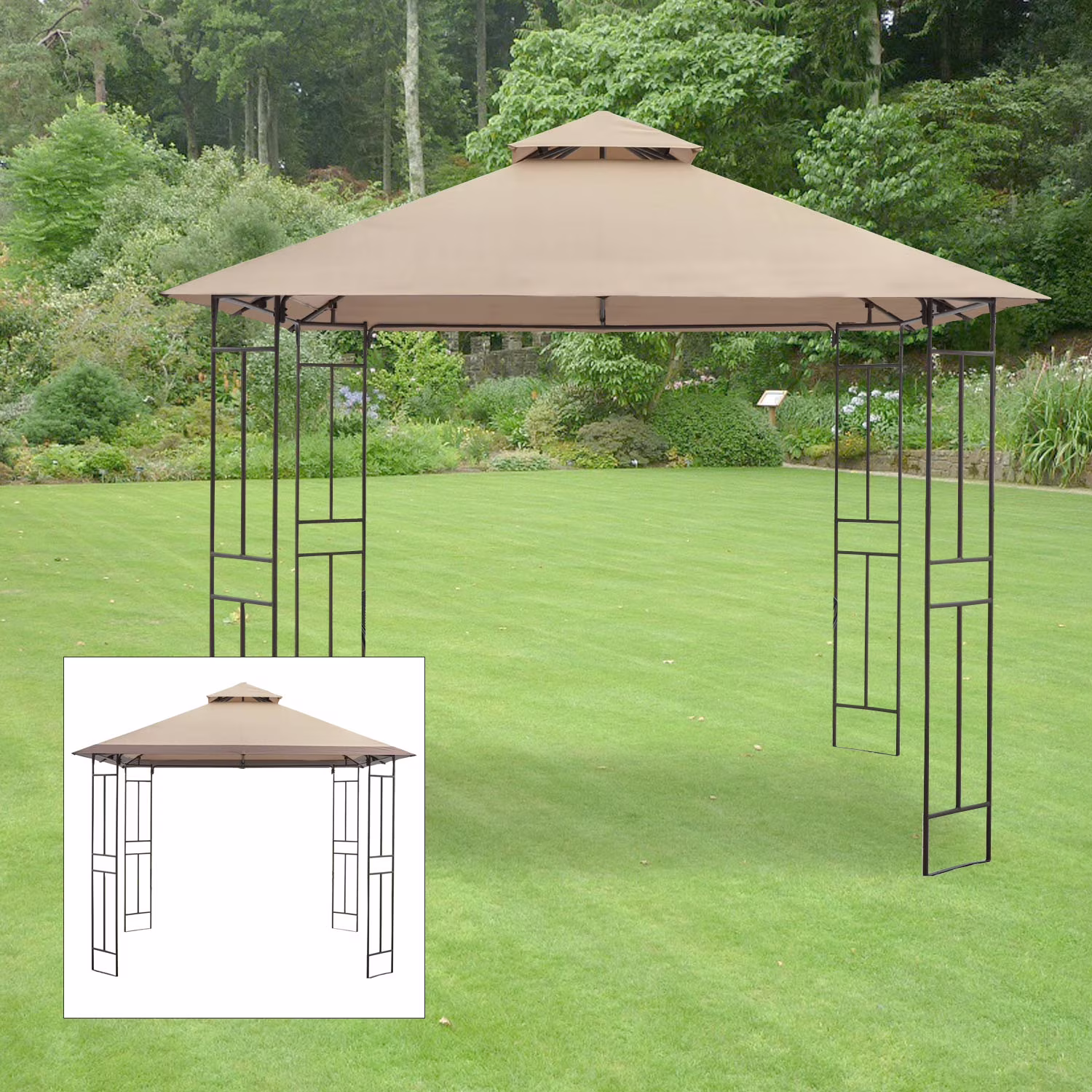 Garden Winds 10’ x 10’ Toni Gazebo Replacement Canopy, Beige, UV Treated and Water Resistant