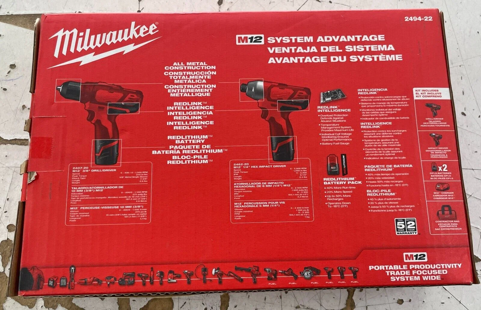 Milwaukee 2494-22 Kit with Free M12 2.0Ah Compact Battery