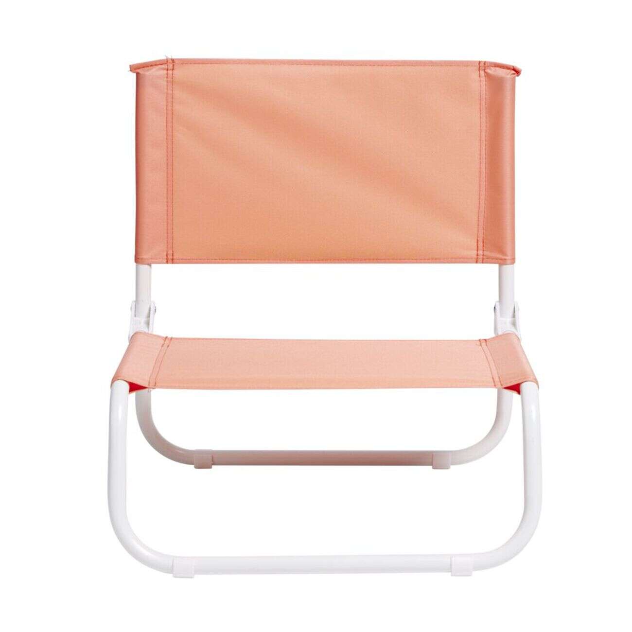 Chaise de plage acier et textilène rouge corail 44x42xH48cm