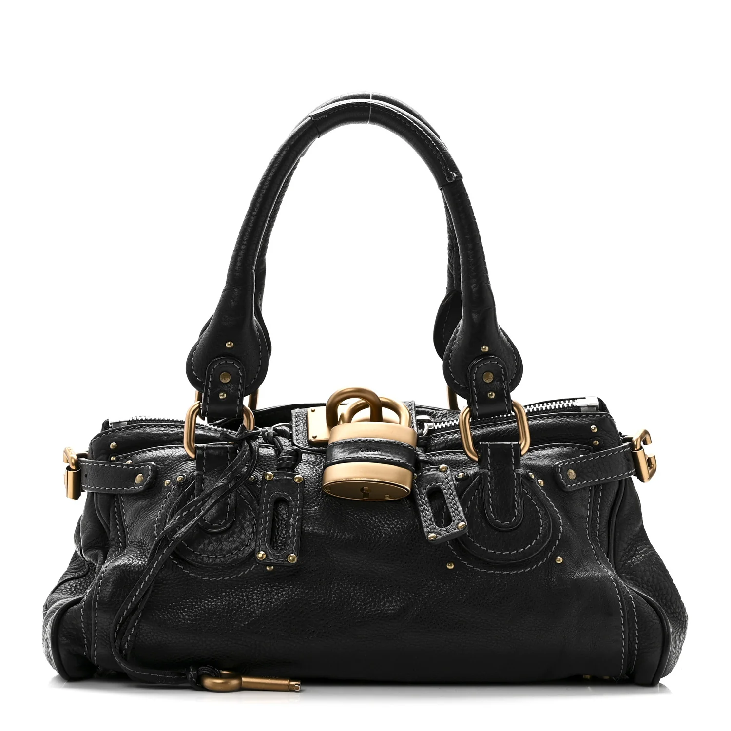 Calfskin Medium Paddington Satchel Black