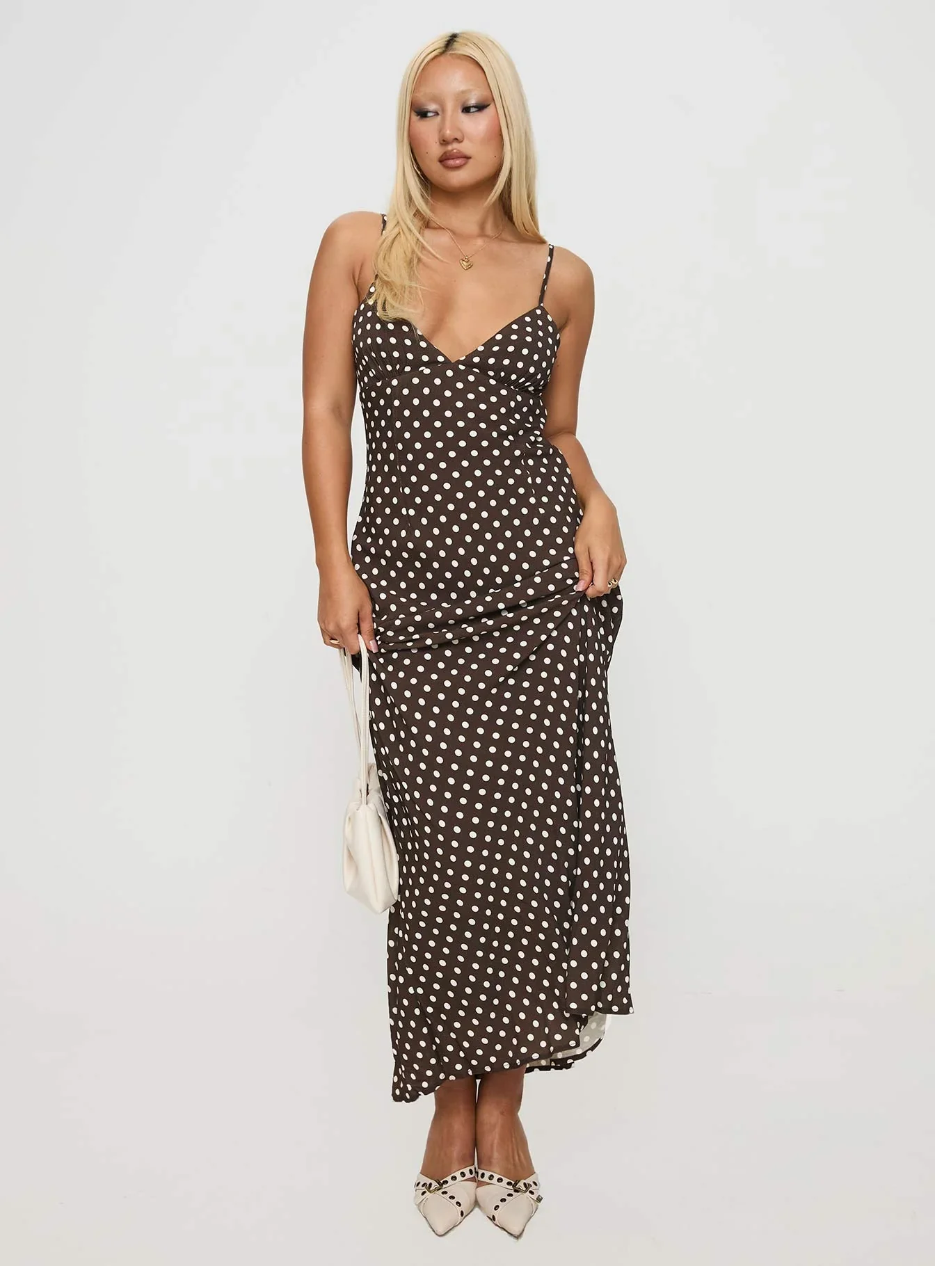 Jorjana Maxi Dress Brown / White Polka Dot