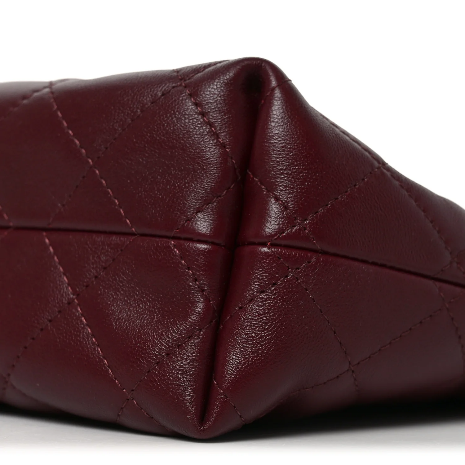 Shiny Calfskin Quilted Clutch With Strap Dark Burgundy