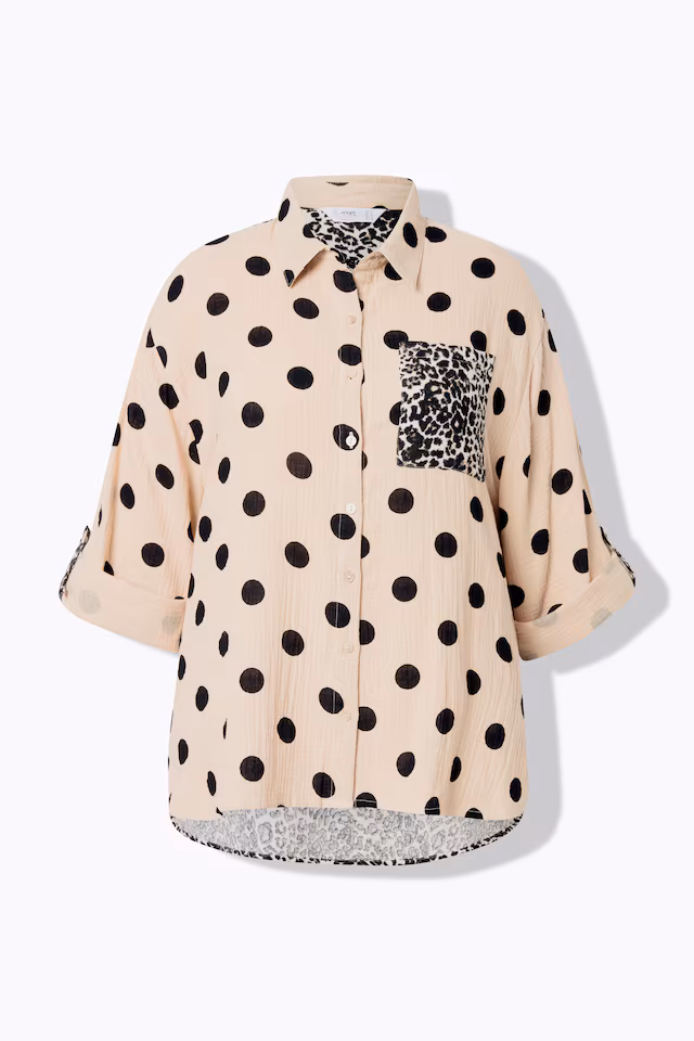 Oversized patterned muslin blouse