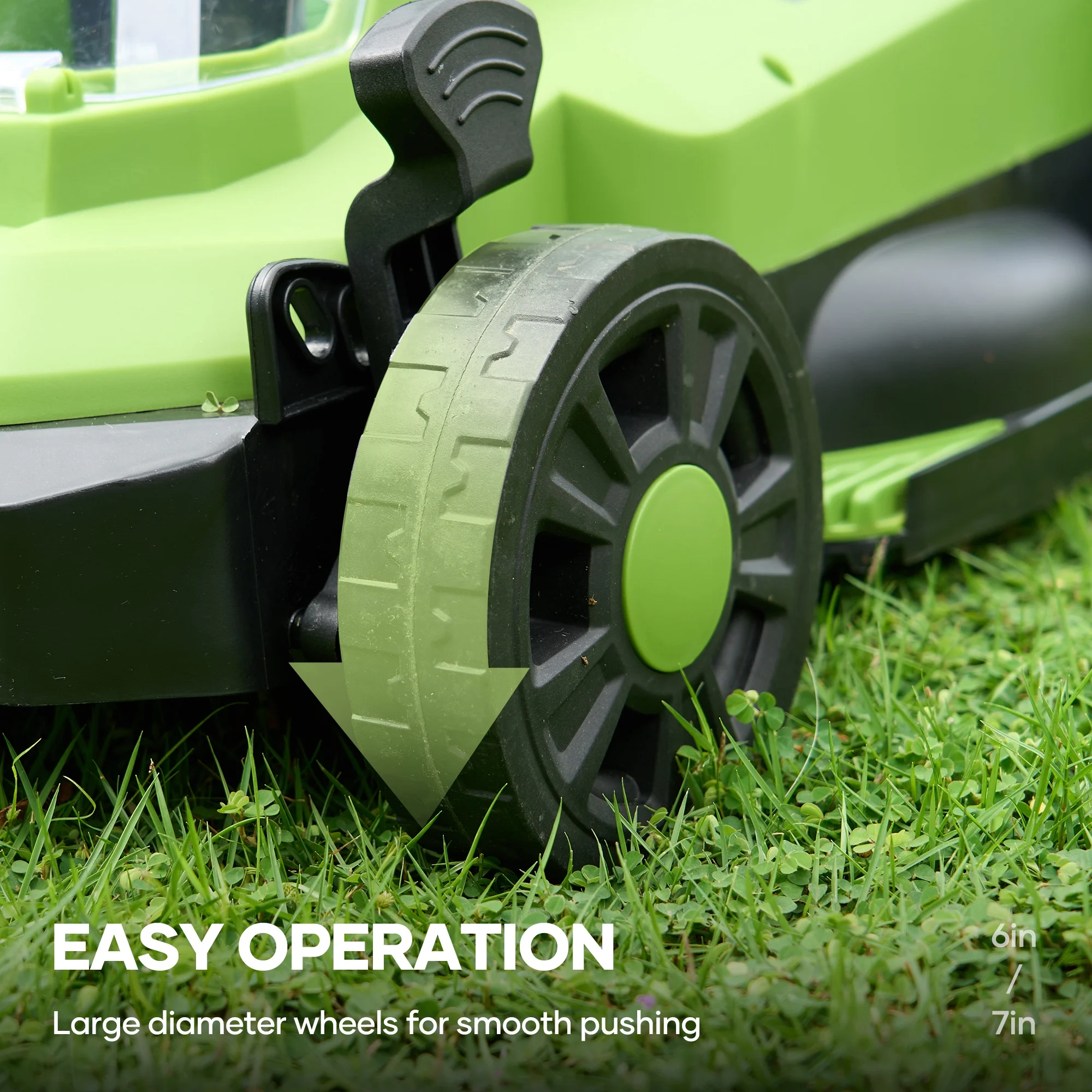 20V 13" Cordless Lawn Mower, Electric Lawn Mowers with Brushless Motor, 5 Heights Adjustment, 4.0Ah Battery Charger Included, for Garden, Yard and Farm, Green - Image 8