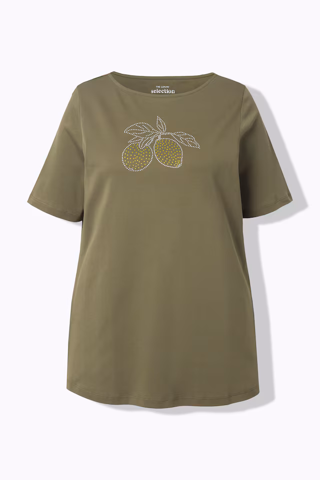 Rhinestone Lemon Boat Neck Tee