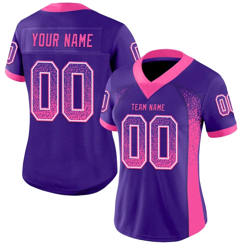 Custom Purple Pink-White Mesh Drift Fashion rugby jersey