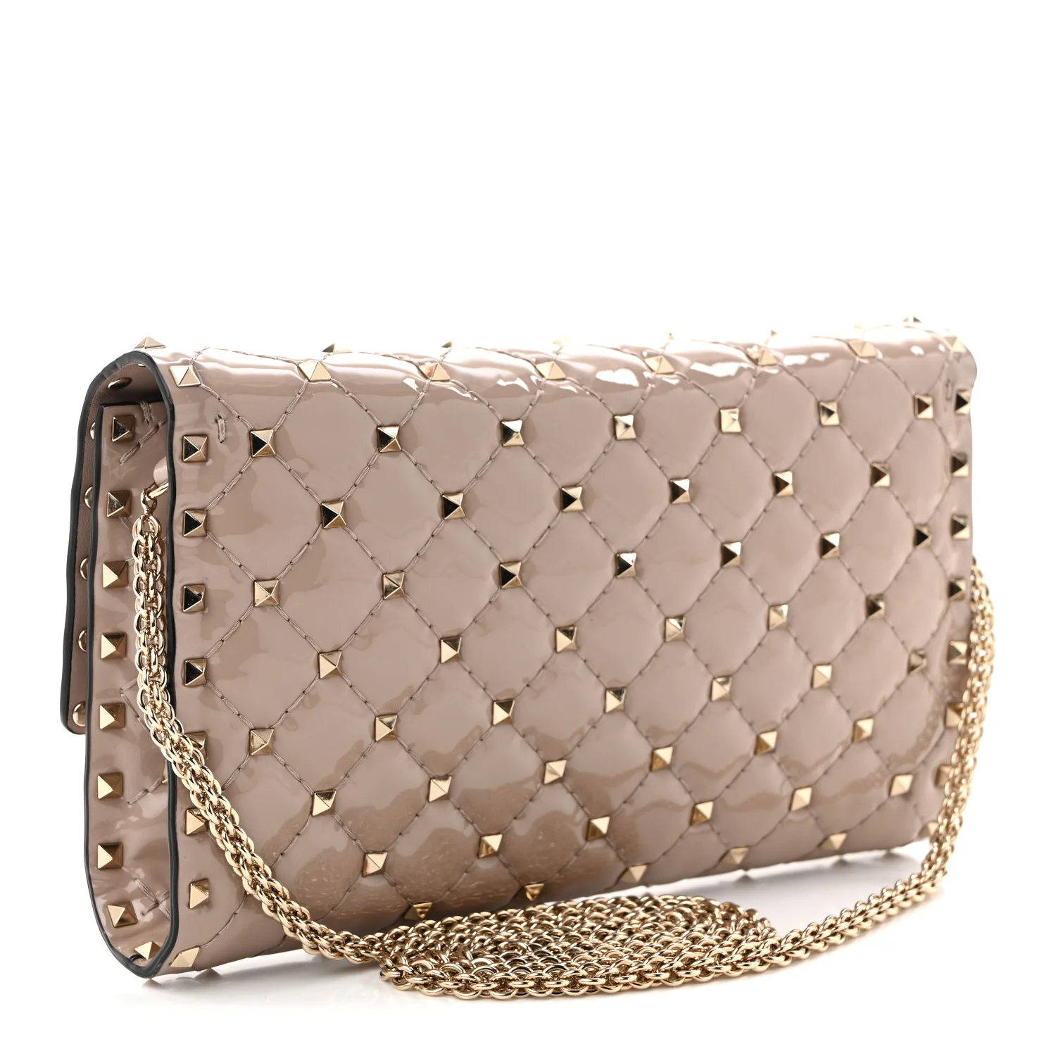 Patent Rockstud Spike Wallet on Chain Poudre
