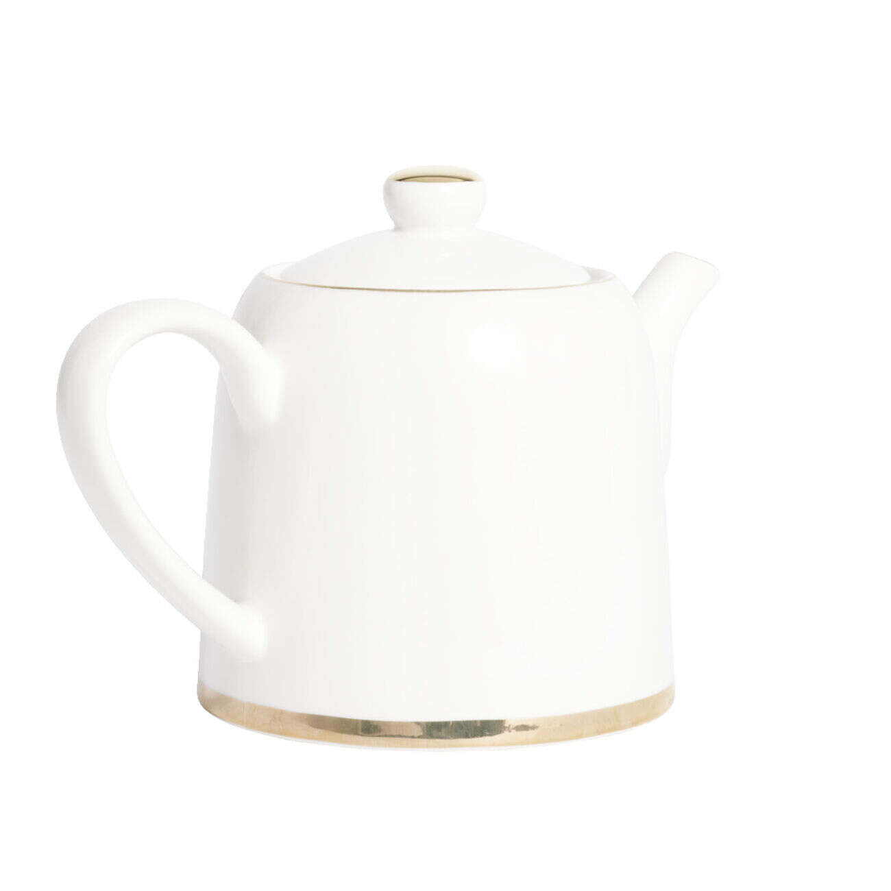 Théière 1L faïence blanc et doré Ø12xH15xm