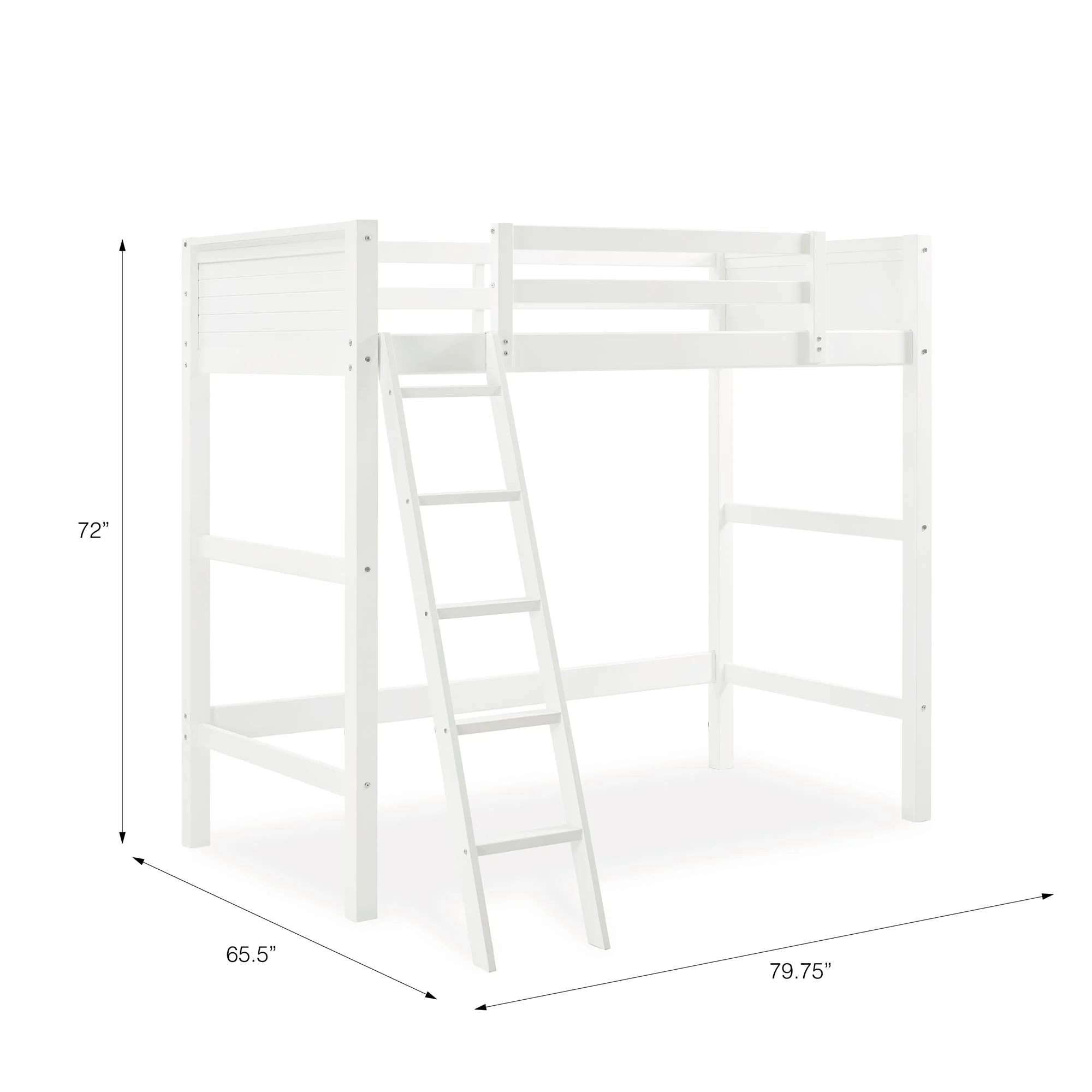 Your Zone Kiarah Twin Loft Bed with Ladder, White