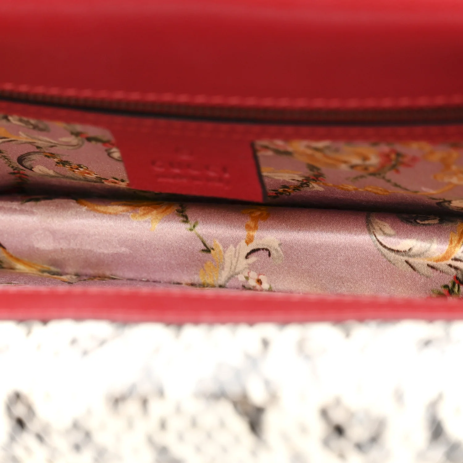 Calfskin Snakeskin Studded Small Ottilia Top Handle Bag Hibiscus Red