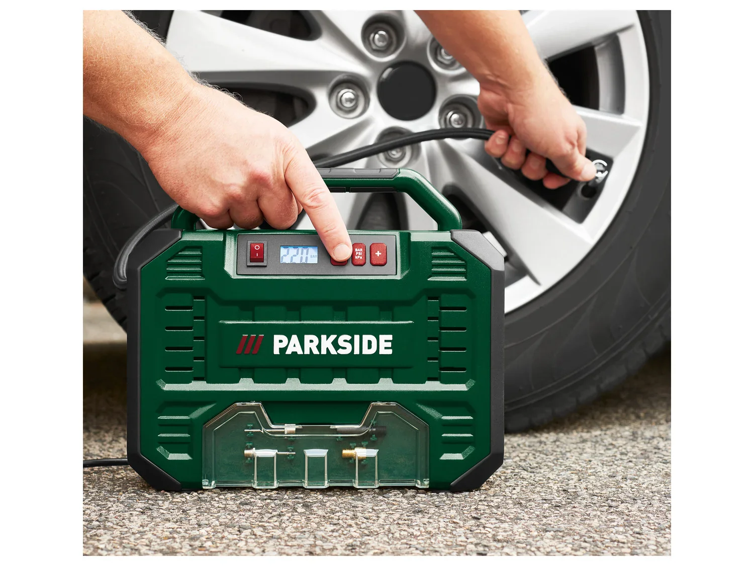 PARKSIDE Compresseur numrique portatif PMK 150 A1, 12 V ou 230 V