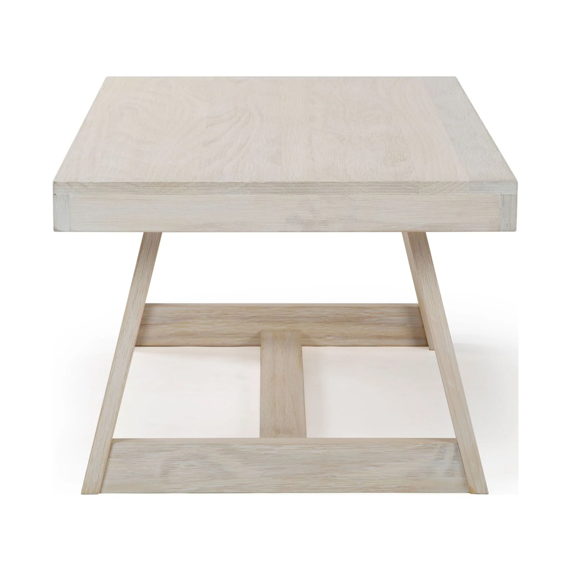 Farmhouse Coffee Table, 48" Solid Wood Tables for Living Room, Rectangular Center Table(White Sand Wirebrush) - Image 6