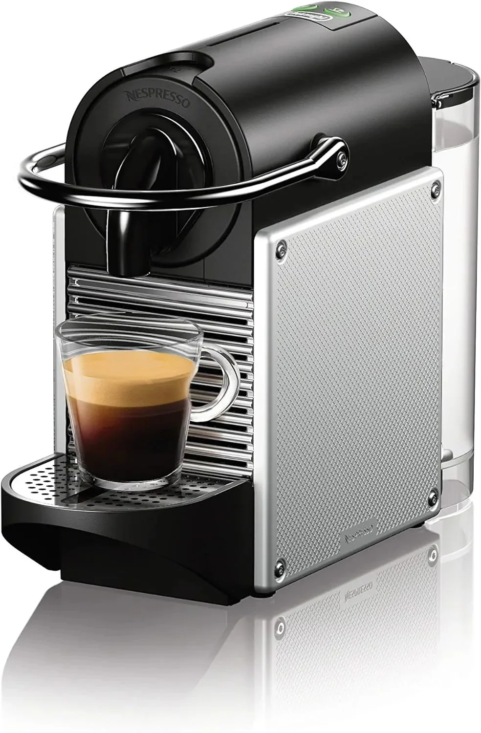 Nespresso Pixie espresso machine by DeLonghi, 19-bar pump, compact aluminum design, silver, 1100 ml