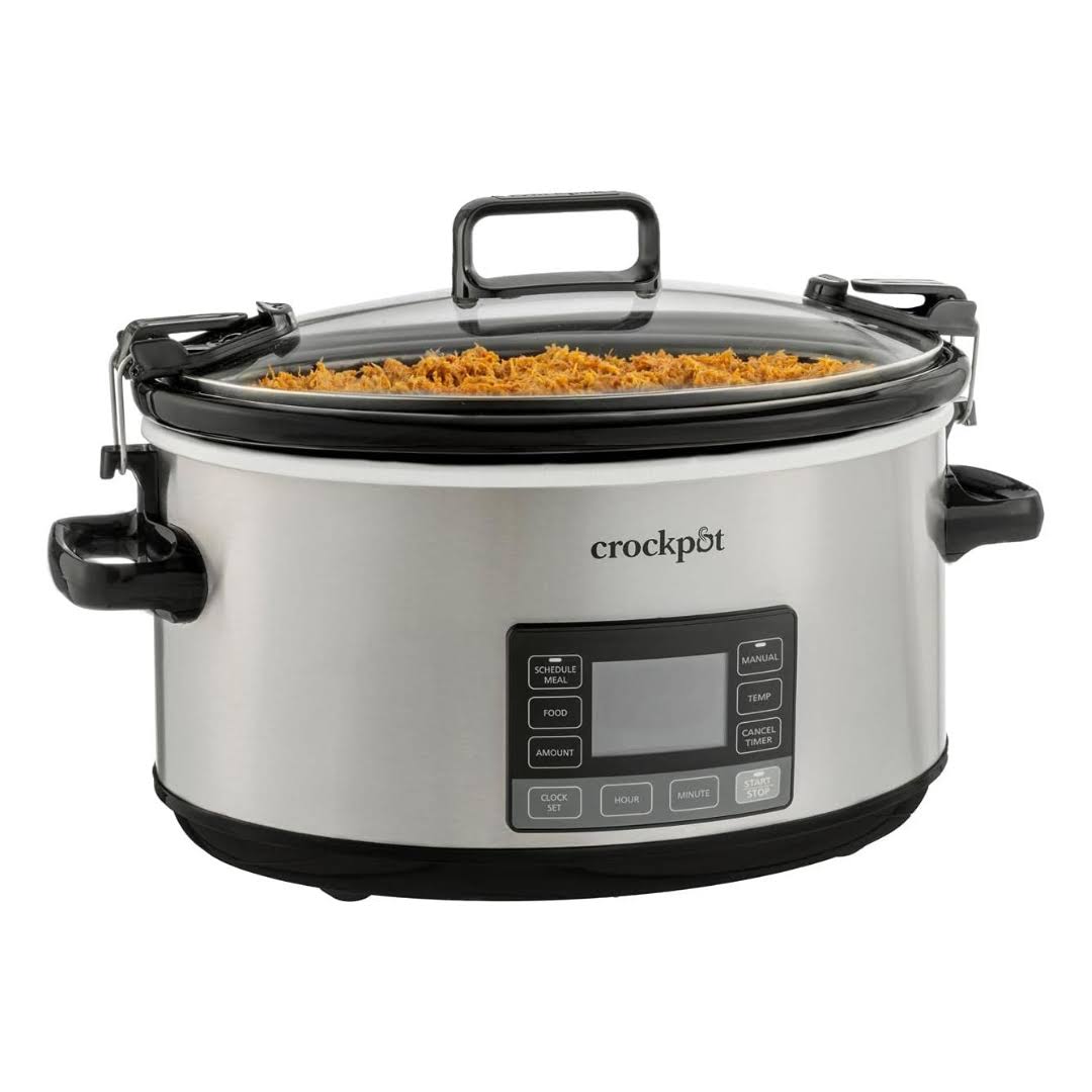 Crock-pot 7 Quart Portable Programmable Slow Cooker with Timer and Locking Lid, Stainless Steel