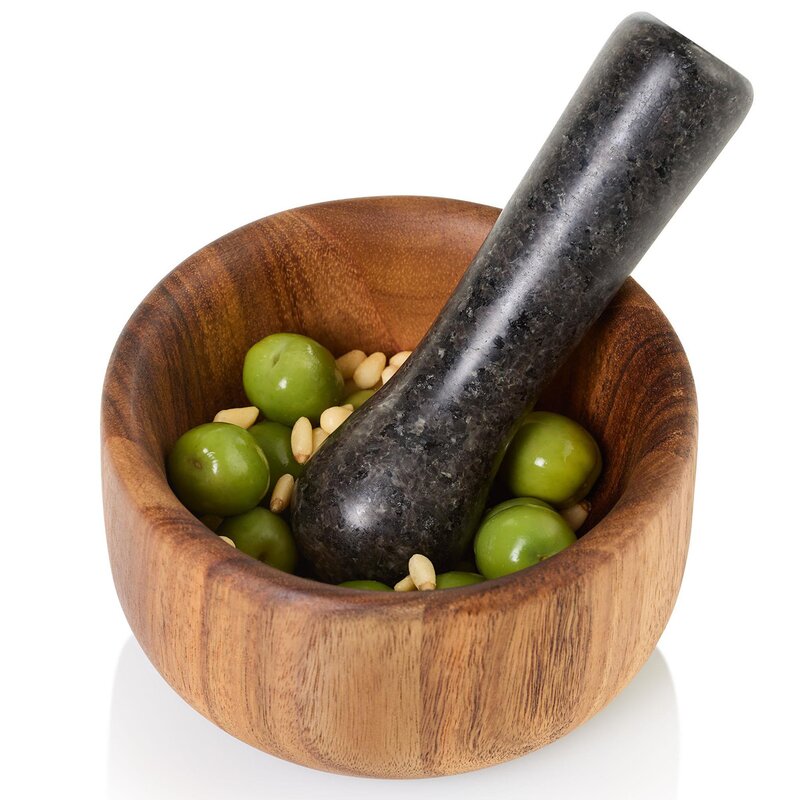 Taru morter 13 cm med pistill akasietre/granit