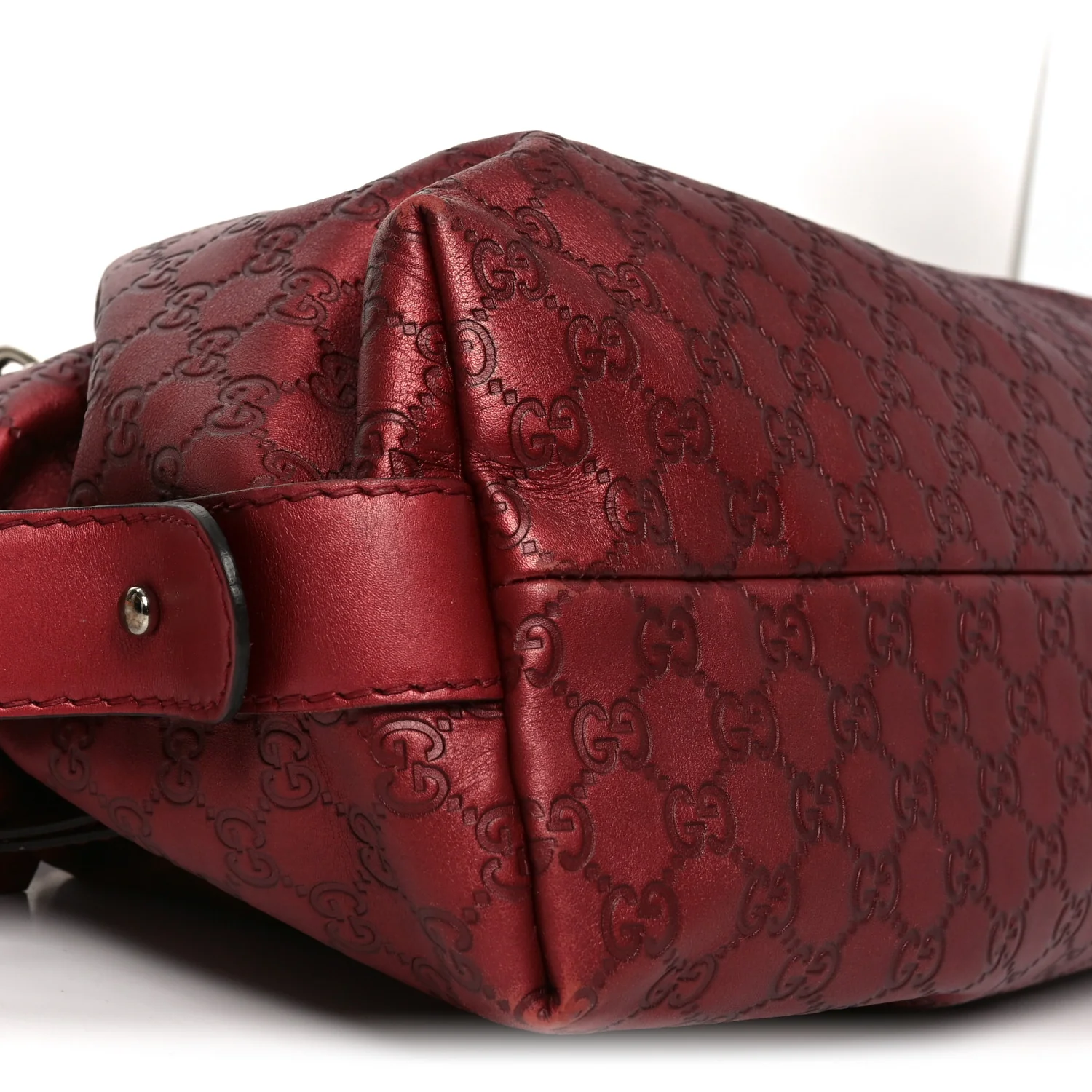 Metallic Guccissima Medium Bamboo Bar Tote Red
