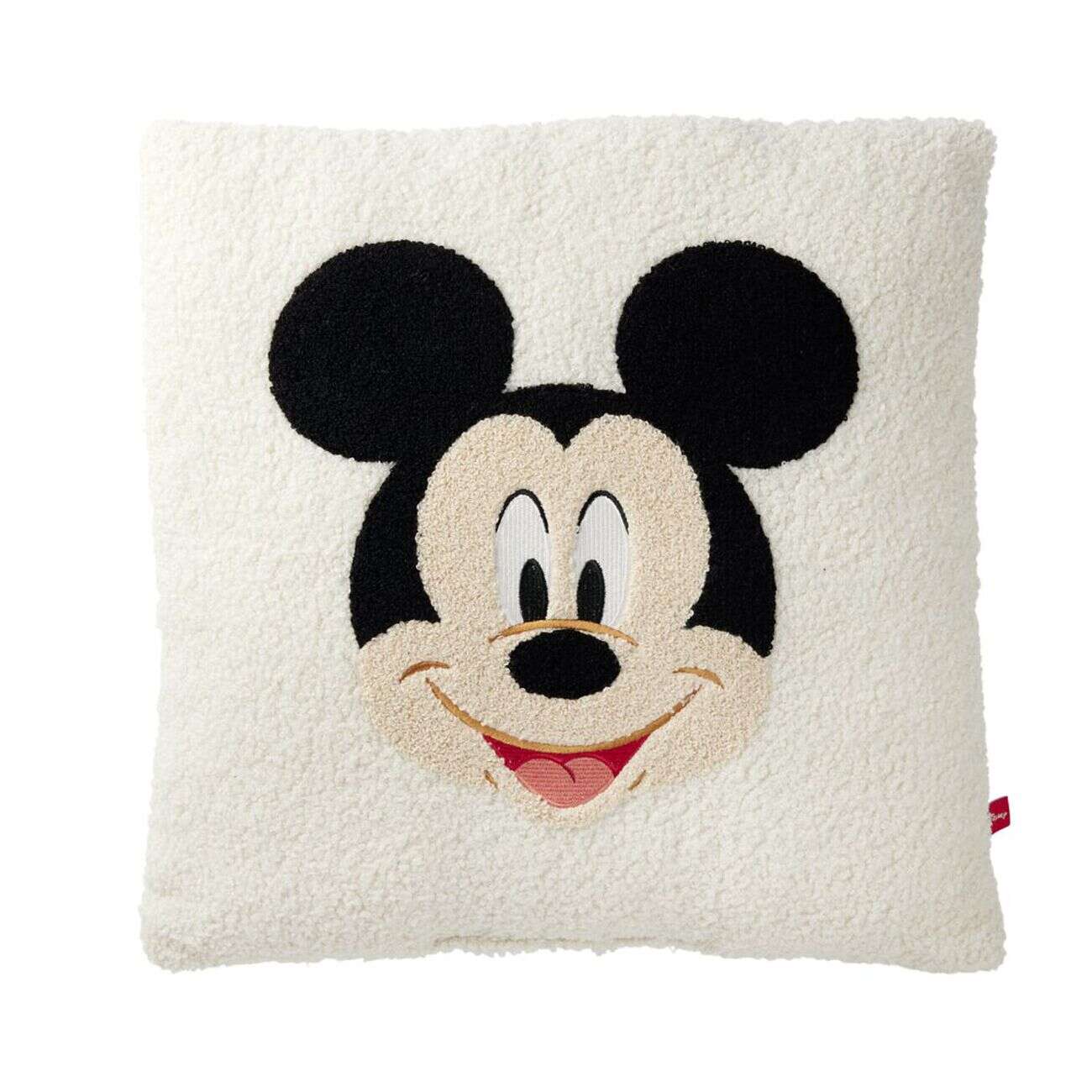 Coussin carré Disney bouclette motif personnage brodé 40x40cm (2 modèles)