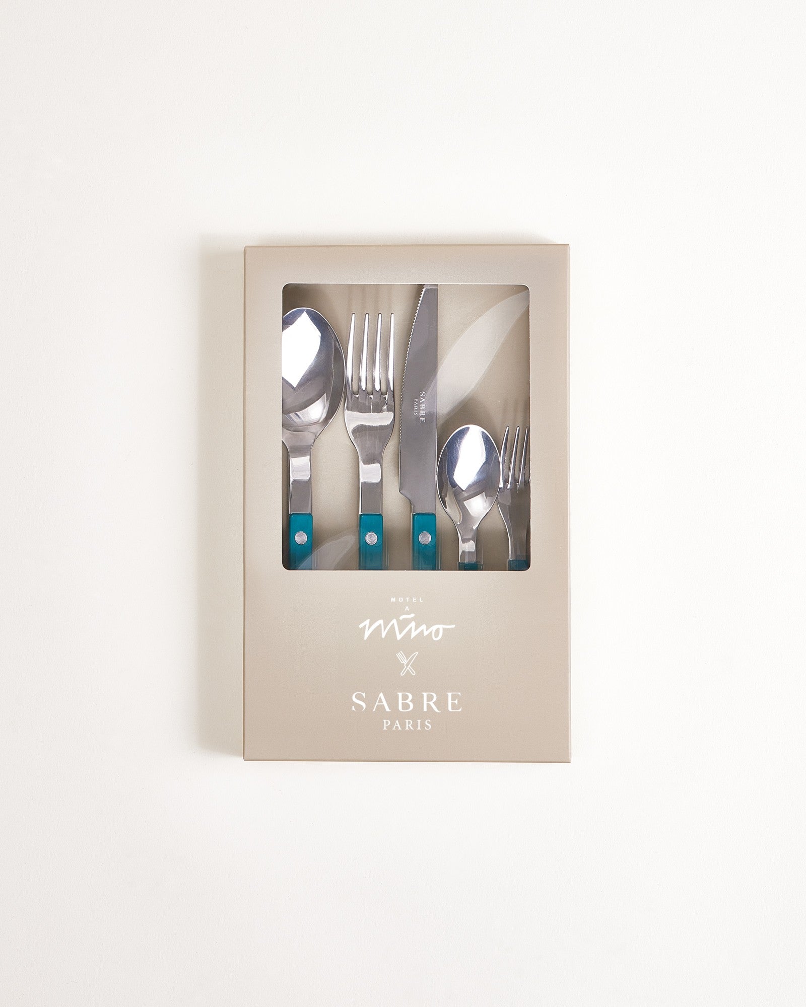 MAM X SABRE PARIS - CUTLERY SET OF 5 DARK GREEN OFF-WHITE