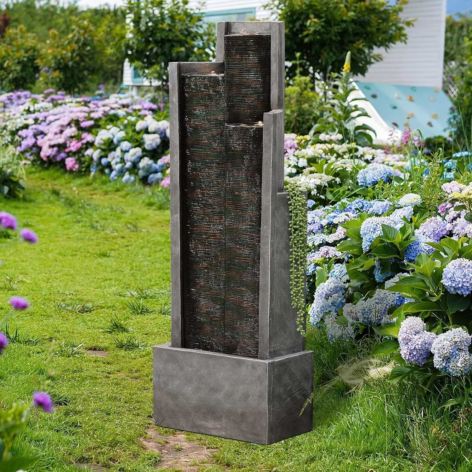 Outdoor Modern Waterfall Fountain Water Fall Fountains with LED Lights for Garden, Patio, Backyard, Deck, Porch and Home Decor - Image 8