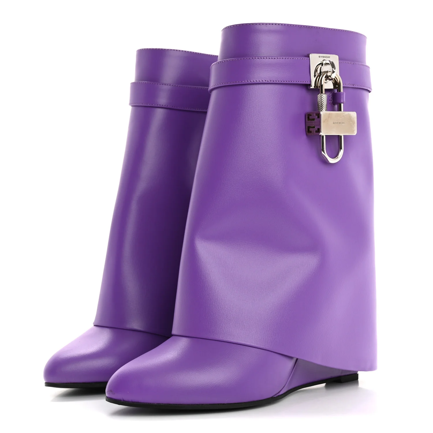 Calfskin Shark Lock Ankle Boots 39 Ultraviolet