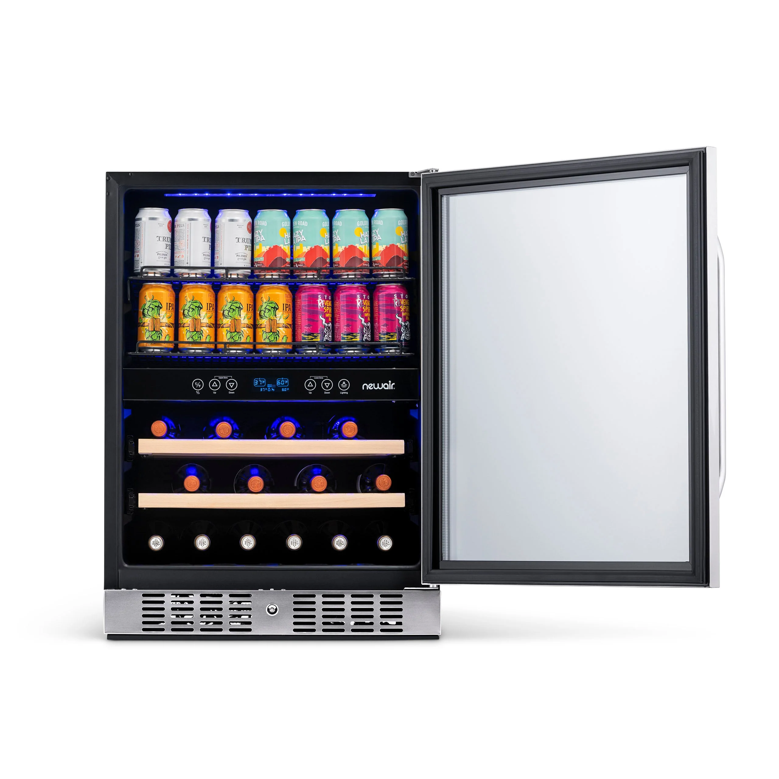 Newair 70-Can, 20-Bottle Built-in Dual Zone Beverage Fridge - 24